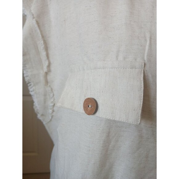 Mlle Gabrille Women's Button Front Shirt Dress Size 2X Cream Belt Collared Boho - Picture 8 of 16